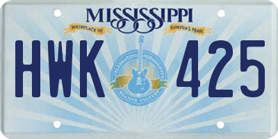 MS license plate HWK425