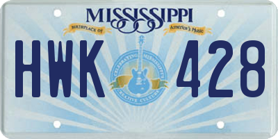 MS license plate HWK428