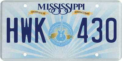 MS license plate HWK430
