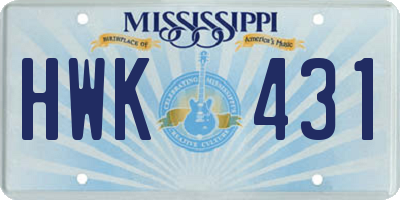 MS license plate HWK431