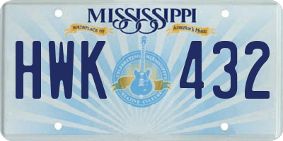 MS license plate HWK432