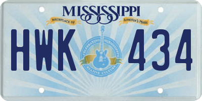 MS license plate HWK434