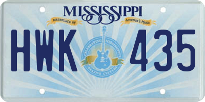 MS license plate HWK435