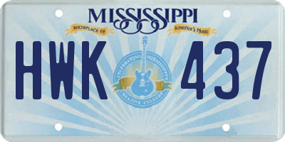 MS license plate HWK437