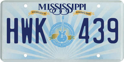 MS license plate HWK439