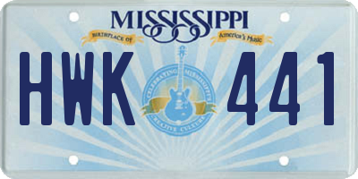 MS license plate HWK441
