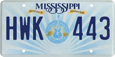 MS license plate HWK443