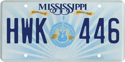 MS license plate HWK446
