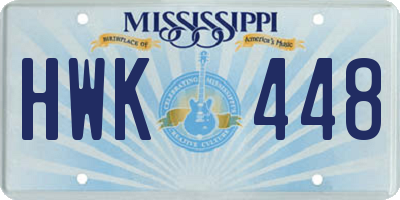 MS license plate HWK448