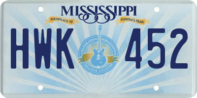 MS license plate HWK452