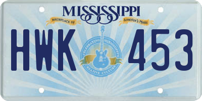 MS license plate HWK453