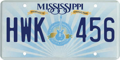 MS license plate HWK456