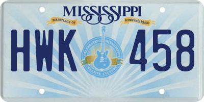 MS license plate HWK458