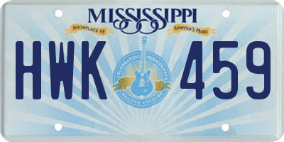MS license plate HWK459