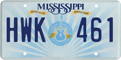 MS license plate HWK461