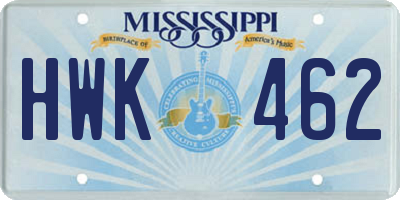 MS license plate HWK462
