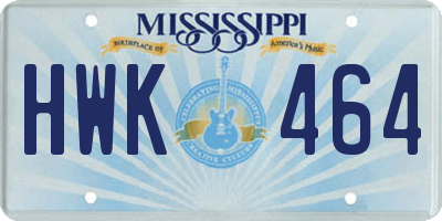 MS license plate HWK464