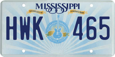 MS license plate HWK465
