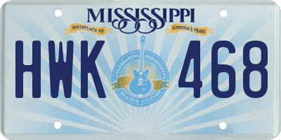 MS license plate HWK468
