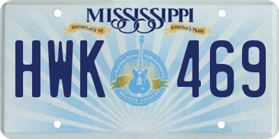 MS license plate HWK469