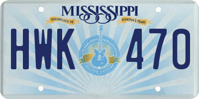 MS license plate HWK470