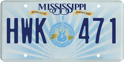 MS license plate HWK471