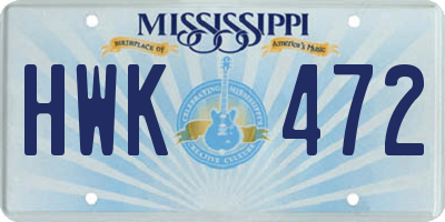 MS license plate HWK472