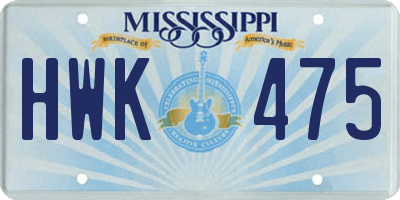MS license plate HWK475