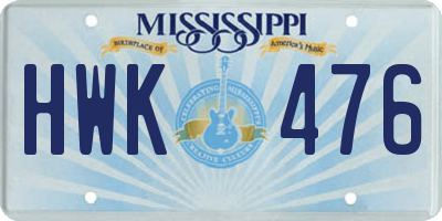 MS license plate HWK476