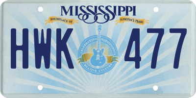 MS license plate HWK477