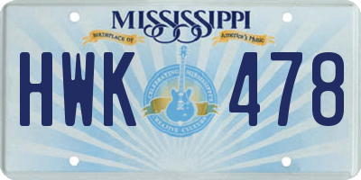 MS license plate HWK478