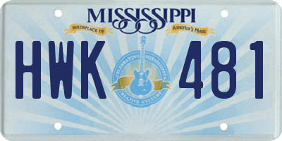 MS license plate HWK481