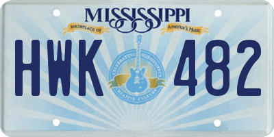MS license plate HWK482