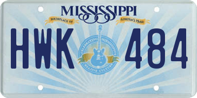 MS license plate HWK484