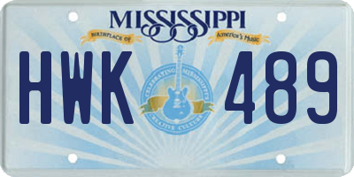 MS license plate HWK489