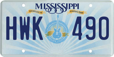 MS license plate HWK490