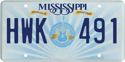 MS license plate HWK491