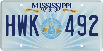MS license plate HWK492