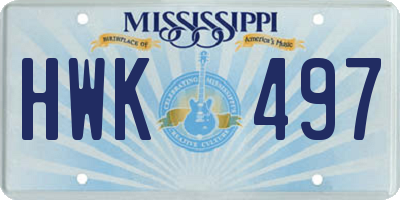 MS license plate HWK497