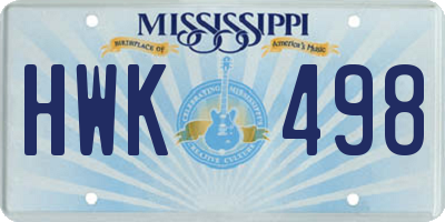 MS license plate HWK498