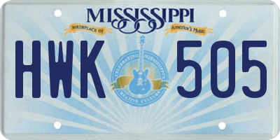 MS license plate HWK505