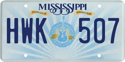 MS license plate HWK507