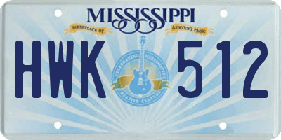 MS license plate HWK512