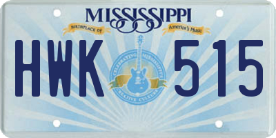 MS license plate HWK515