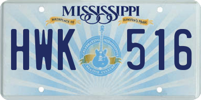 MS license plate HWK516