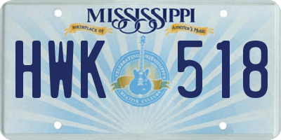 MS license plate HWK518