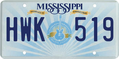 MS license plate HWK519