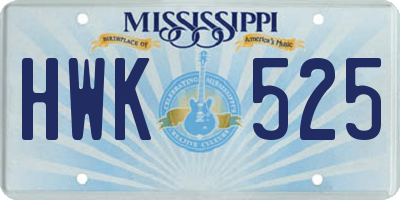 MS license plate HWK525