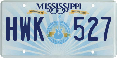MS license plate HWK527