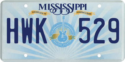 MS license plate HWK529